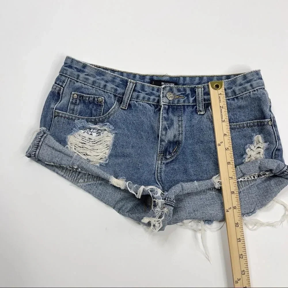 Blanche Denim Distressed Shorts - Picture 9 of 12